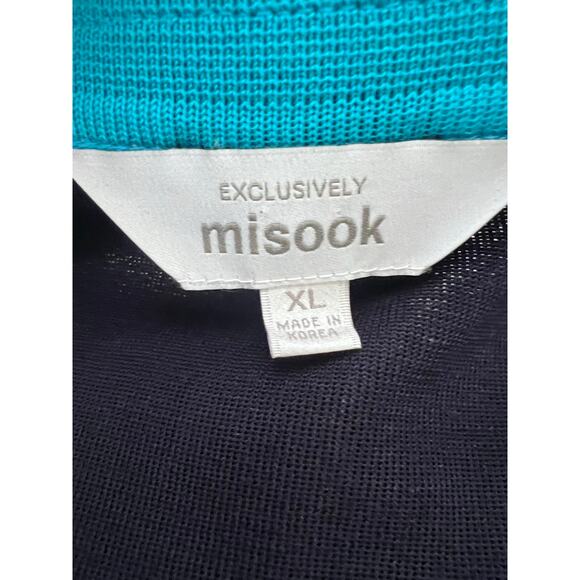 Misook Cardigan Sz XL Color Block Blue/Green/Black Zip Up Classic Professional - Picture 4 of 5